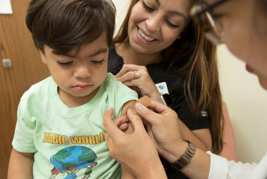 Child is being vaccinated